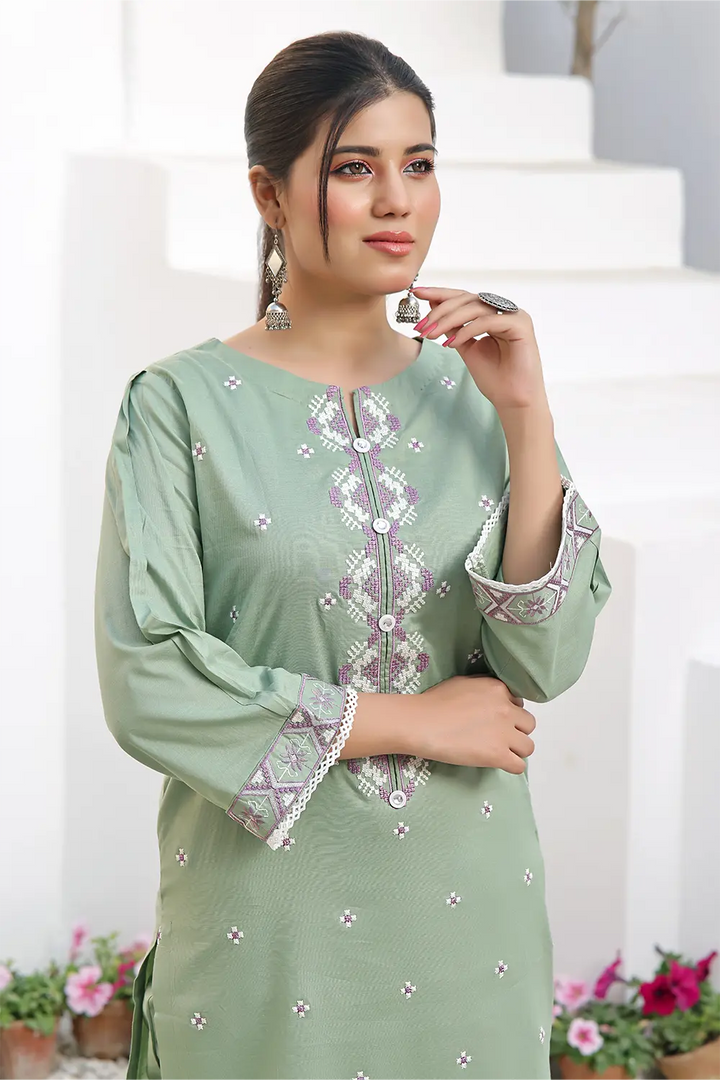 2PC Stitched Embroidered Lawn Shirt and Trouser KST-2522 Embroidered KHAS STORES 