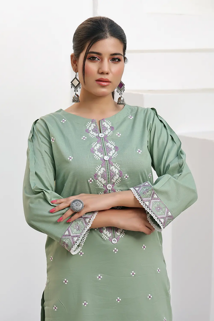 2PC Stitched Embroidered Lawn Shirt and Trouser KST-2522 Embroidered KHAS STORES 