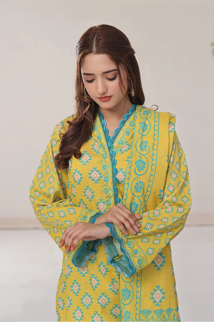 2PC Unstitched Printed Lawn Shirt and Dupatta KSD-2474 Printed KHAS STORES 
