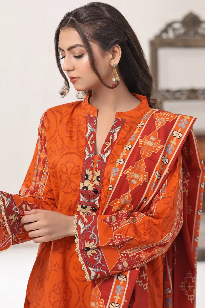 2PC Unstitched Printed Lawn Shirt and Dupatta KSD-2475 Printed KHAS STORES 