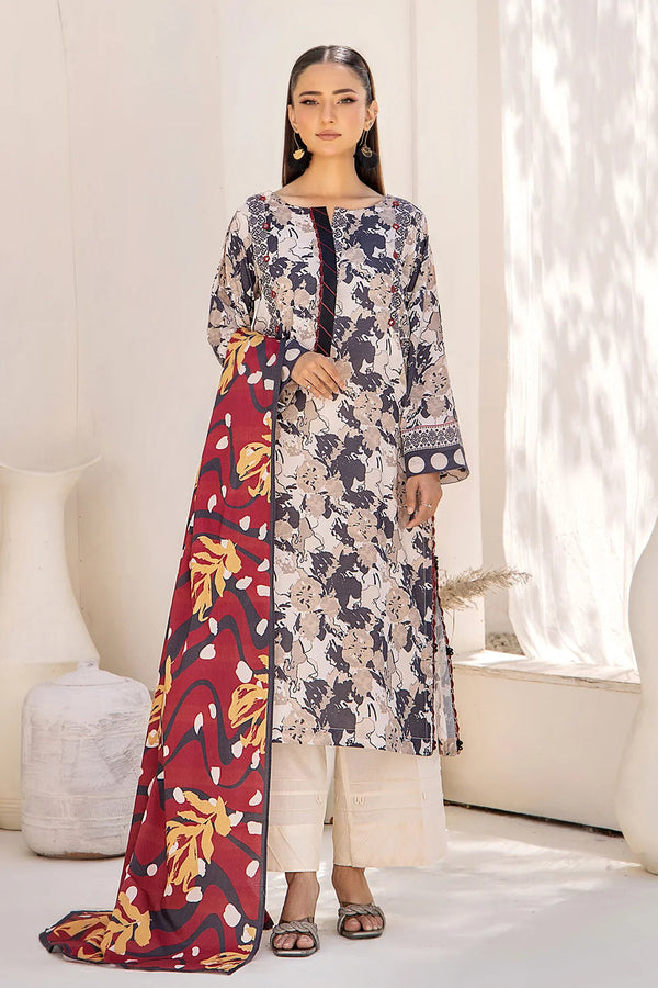 2PC Unstitched Printed Lawn Shirt and Dupatta KSD-2480 Printed KHAS STORES 