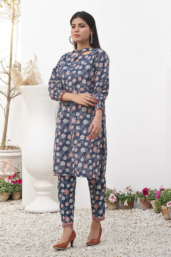 2PC Unstitched Printed Lawn Shirt and Trouser KST-2491 Printed KHAS STORES 