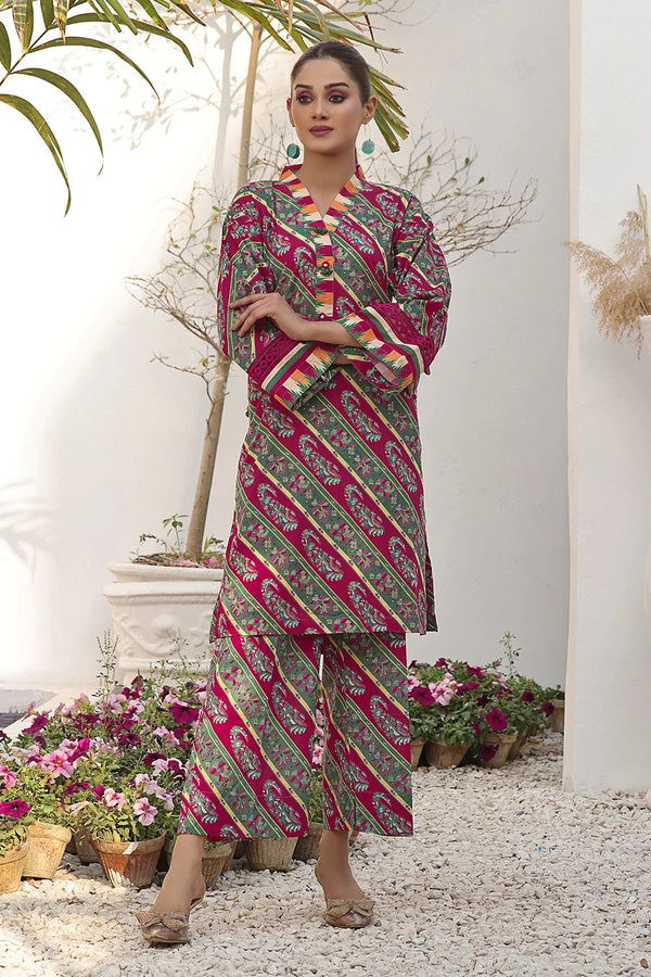 2PC Unstitched Printed Lawn Shirt and Trouser KST-2581 Printed KHAS STORES 