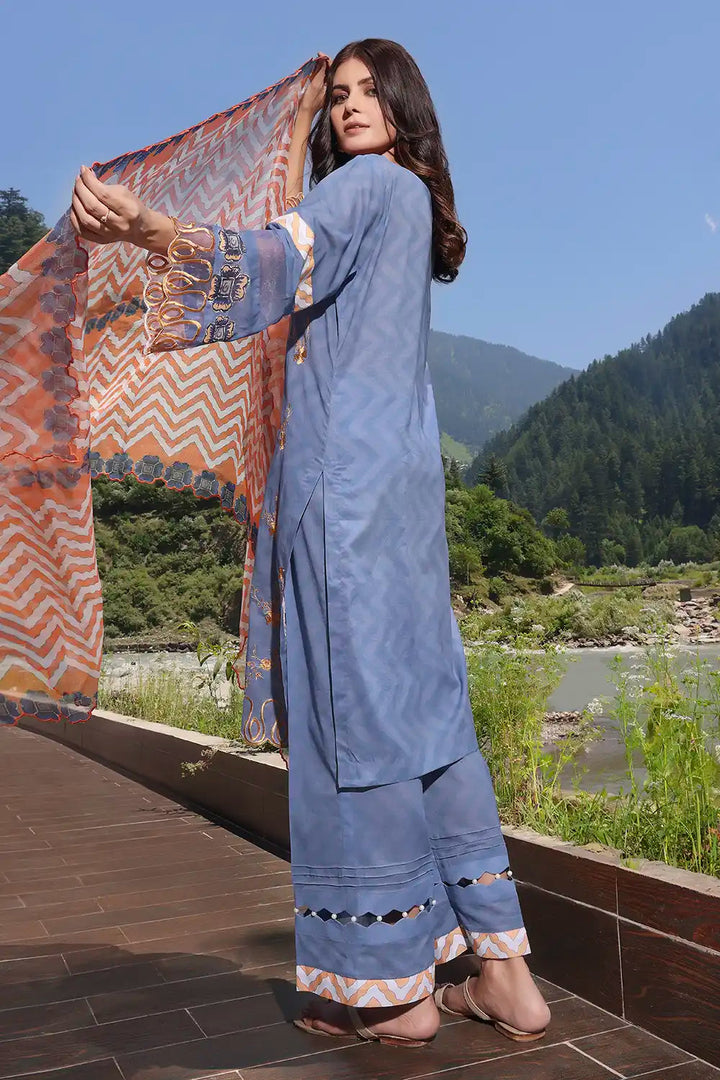 3PC Embroidered Unstitched Lawn Suit KCNE-2116 Embroidered KHAS STORES 