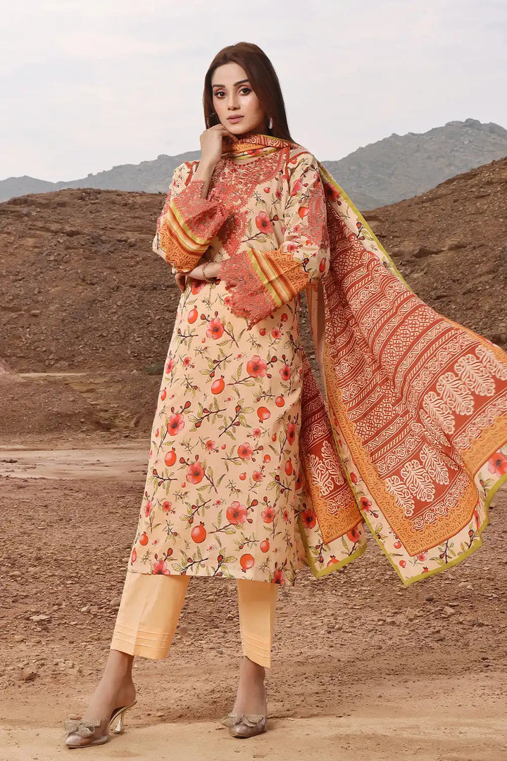 3PC Embroidered Unstitched Lawn Suit KL-2439 Embroidered KHAS STORES 