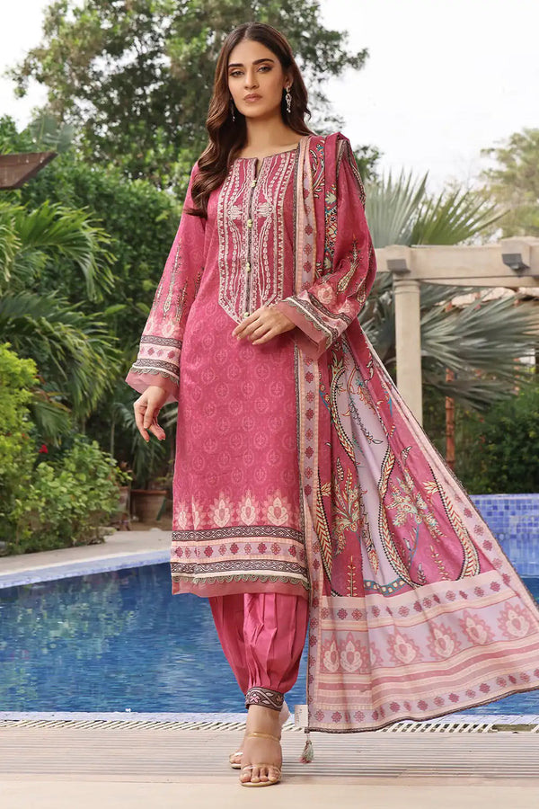 3PC Embroidered Unstitched Lawn Suit KL-2555 Embroidered KHAS STORES 