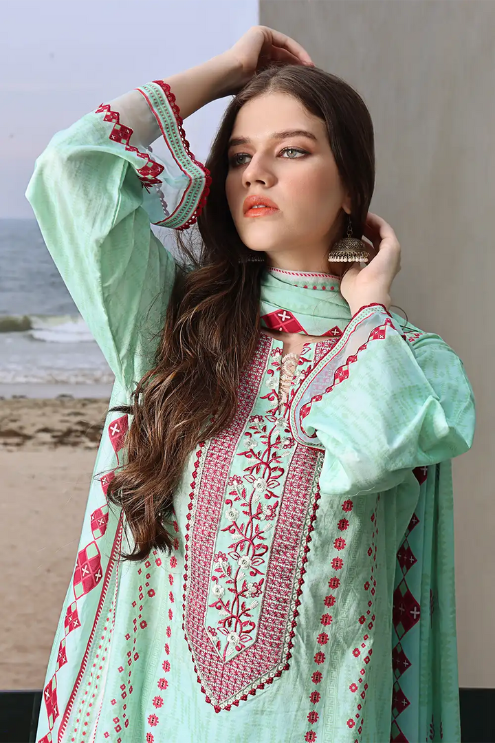 3PC Embroidered Unstitched Lawn Suit KL-2557 Embroidered KHAS STORES 