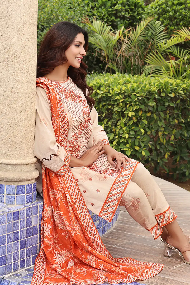 3PC Embroidered Unstitched Lawn Suit KL-2565 Embroidered KHAS STORES 