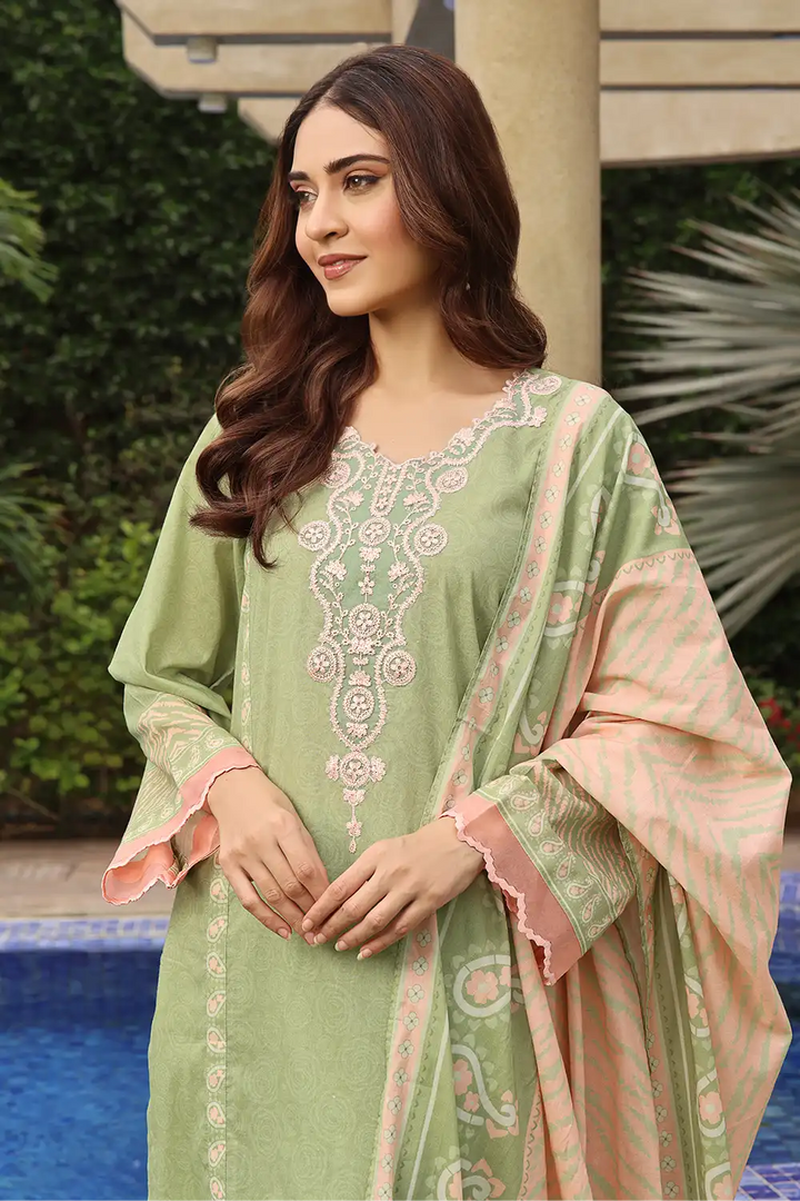 3PC Embroidered Unstitched Lawn Suit KL-2568 Embroidered KHAS STORES 