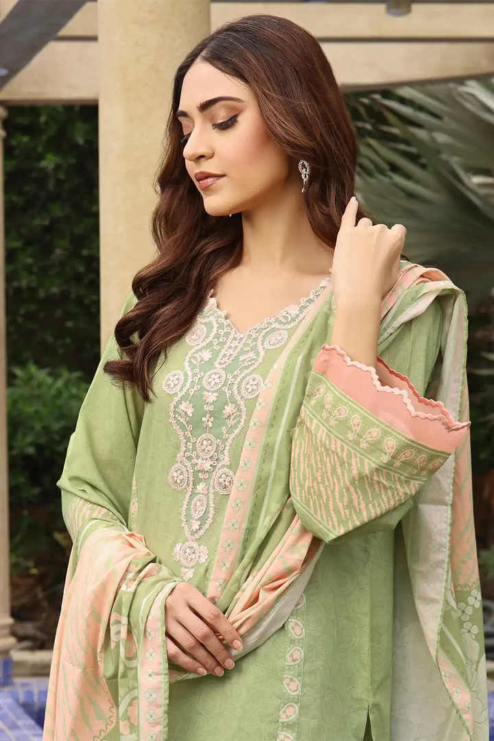 3PC Embroidered Unstitched Lawn Suit KL-2568 Embroidered KHAS STORES 