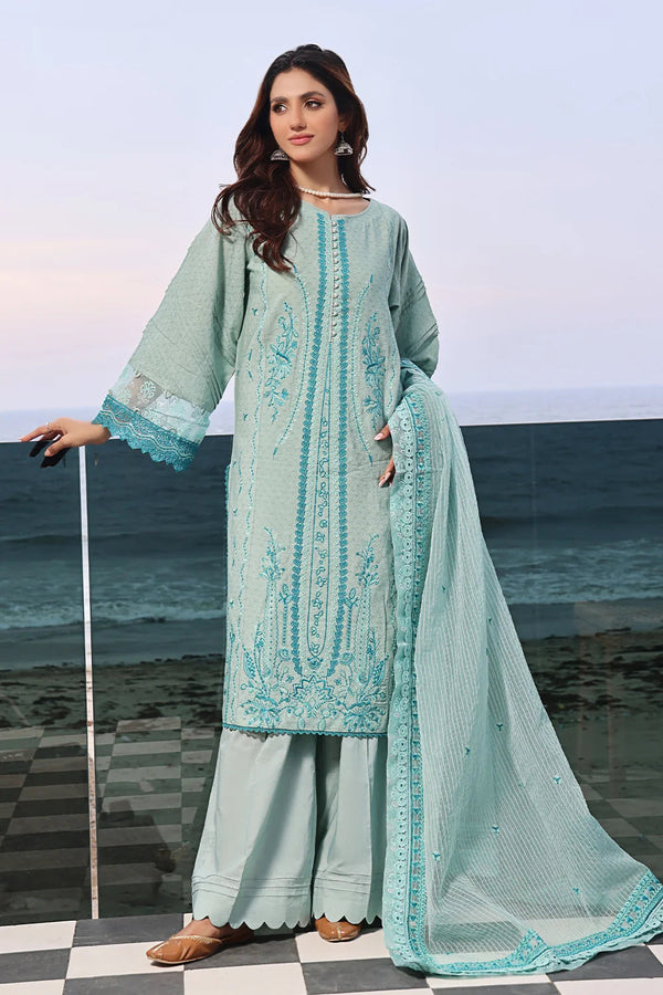 3PC Embroidered Unstitched Lawn Suit KOE-2570 Embroidered KHAS STORES 