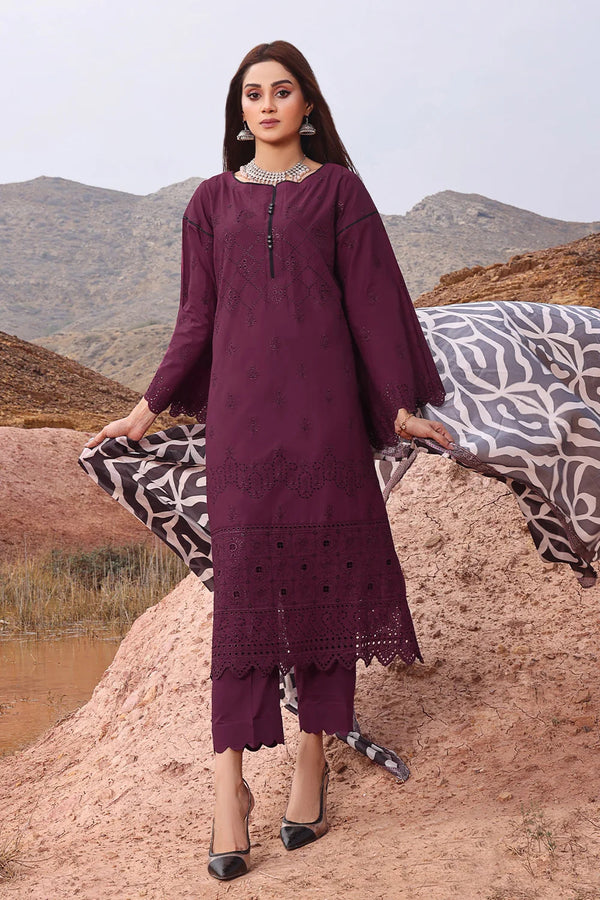 3PC Embroidered Unstitched Lawn Suit KSE-2447 Embroidered KHAS STORES 