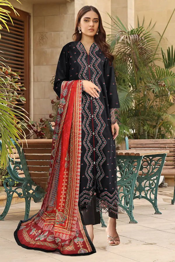 3PC Embroidered Unstitched Lawn Suit KSE-2457 Embroidered KHAS STORES 
