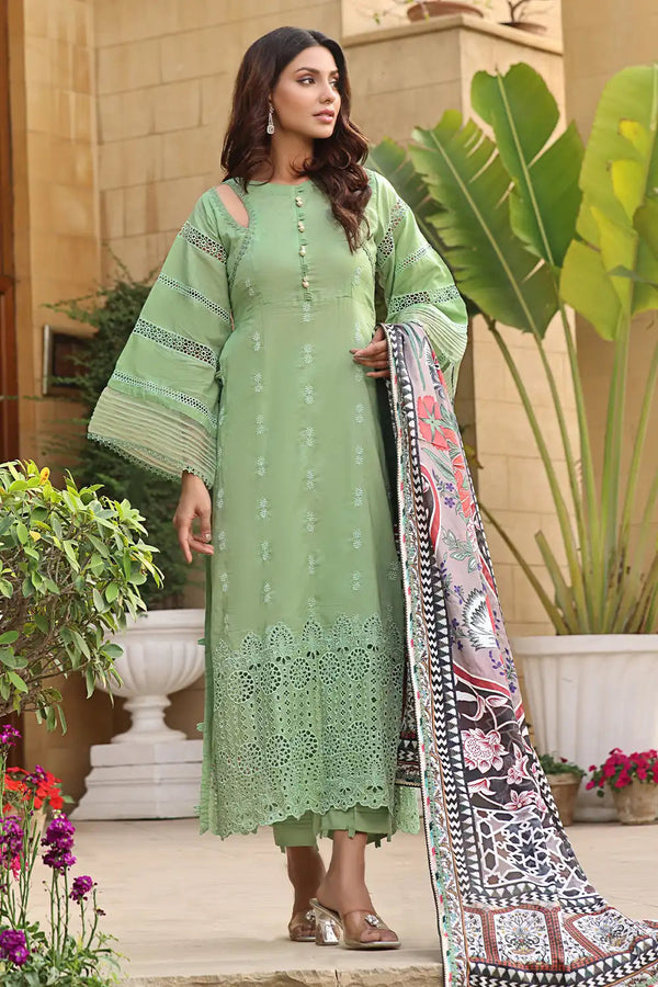 3PC Embroidered Unstitched Lawn Suit KSE-2461 Embroidered KHAS STORES 