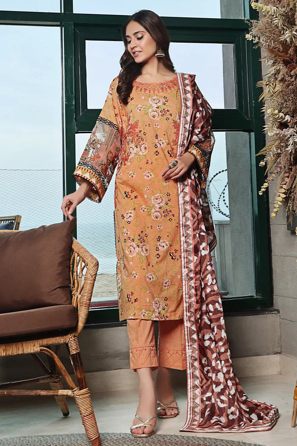 3PC Embroidered Unstitched Lawn Suit KSE-2463 Embroidered KHAS STORES 