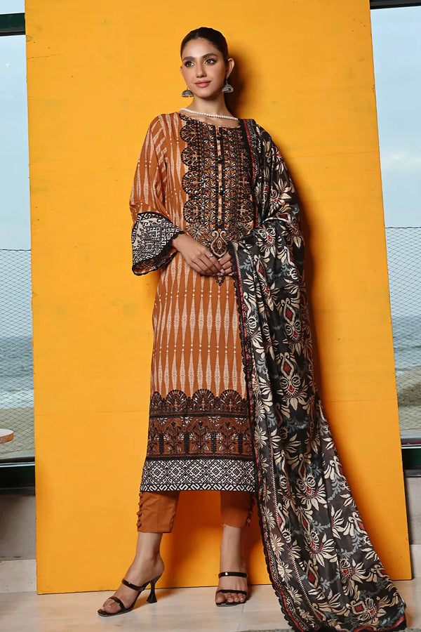 3PC Embroidered Unstitched Lawn Suit KSE-2469 Embroidered KHAS STORES 