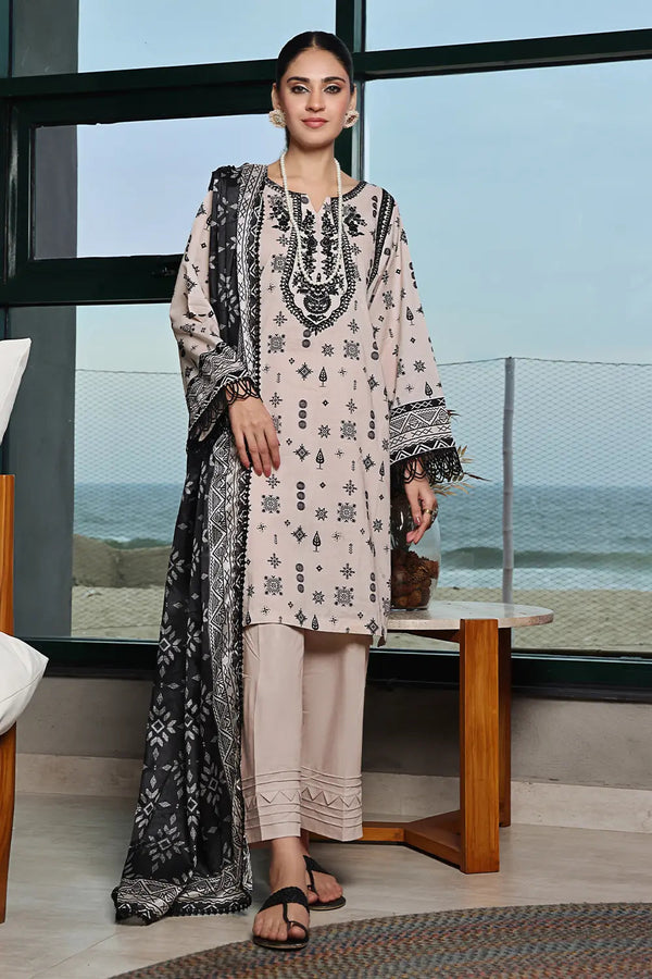 3PC Embroidered Unstitched Lawn Suit KSE-2470 Embroidered KHAS STORES 