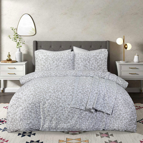 BED SET GREY HANRONGEA- King Luxury Bedding HOMBEDCLU 