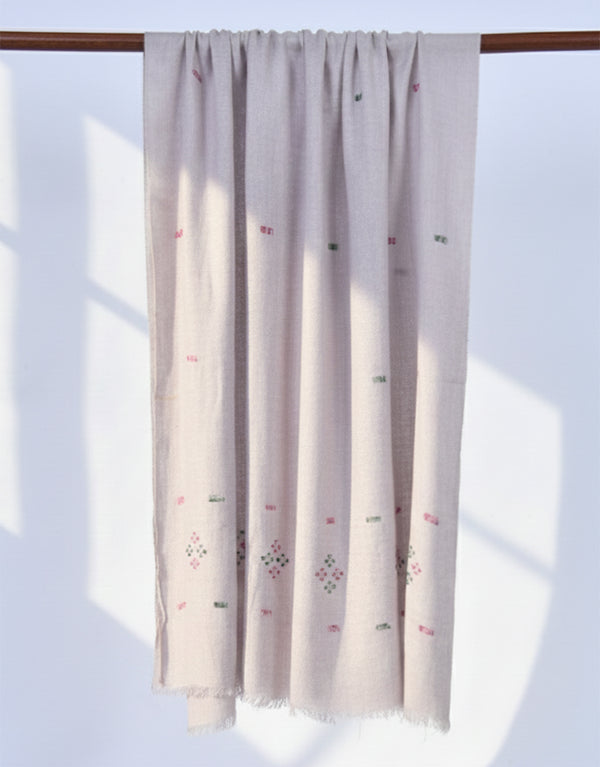 Khaddi Embroidered Shawl-10 Light Grey
