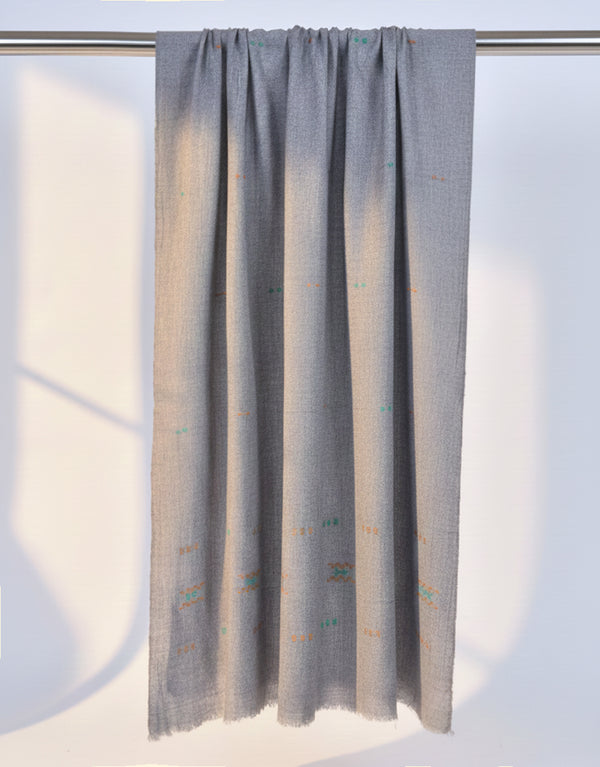 Khaddi Embroidered Shawl-03 Grey