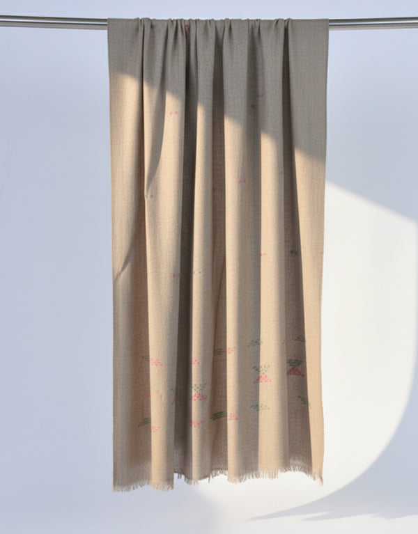 Khaddi Embroidered Shawl-12 Dark Brown