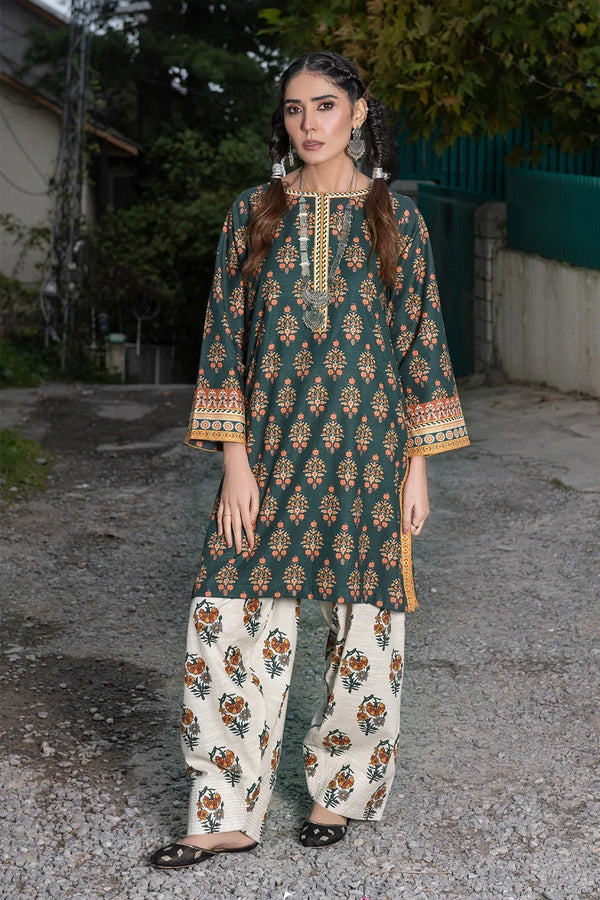 2PC Printed Unstitched Khaddar Shirt & Trouser KKH-3619 Printed KHAS STORES 