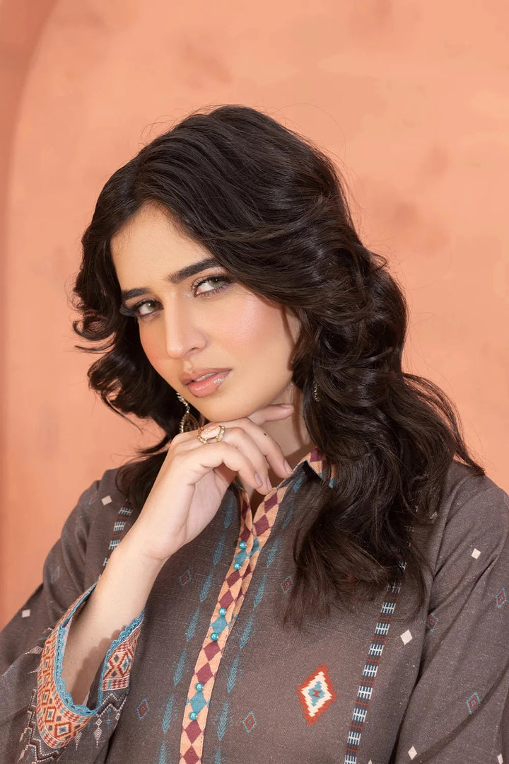 2PC Printed Unstitched Khaddar Shirt & Trouser KKH-3666 Printed KHAS STORES 