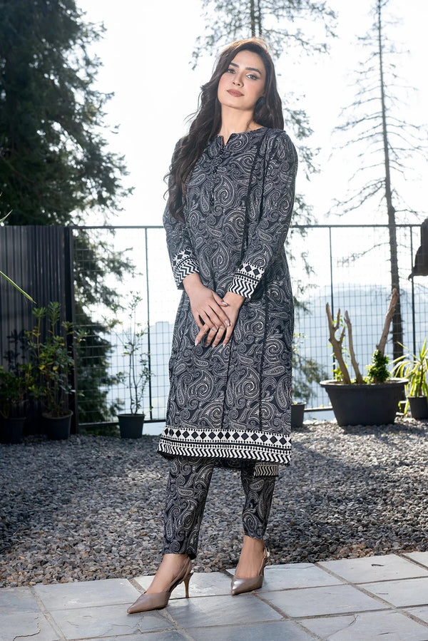 2PC Stitched Bana Dora Linen Shirt and Trouser KLT-3614 Printed KHAS STORES 