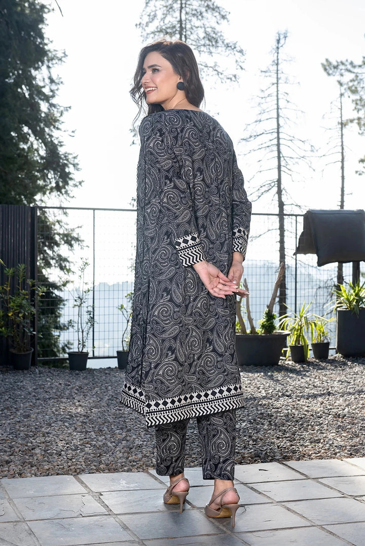 2PC Stitched Bana Dora Linen Shirt and Trouser KLT-3614 Printed KHAS STORES 