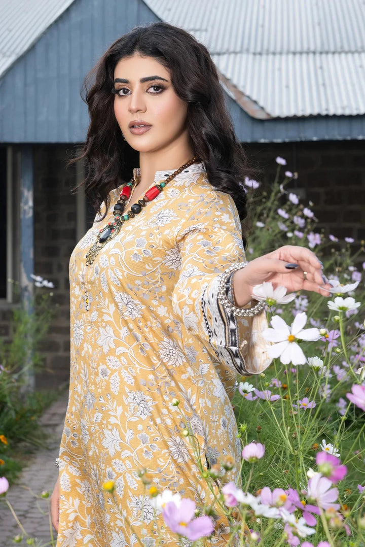 2PC Stitched Bana Dora Linen Shirt and Trouser KLT-3615 Printed KHAS STORES 