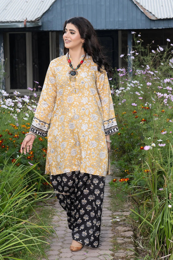2PC Stitched Bana Dora Linen Shirt and Trouser KLT-3615 Printed KHAS STORES 
