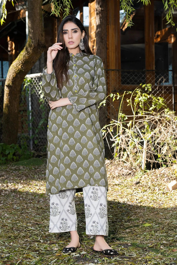 2PC Stitched Bana Dora Linen Shirt and Trouser KLT-3617 Printed KHAS STORES 