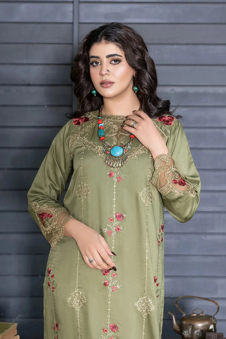 2PC Stitched Embroidered Bana Dora Linen Shirt and Trouser KLE-RTW-3626 Printed KHAS STORES 