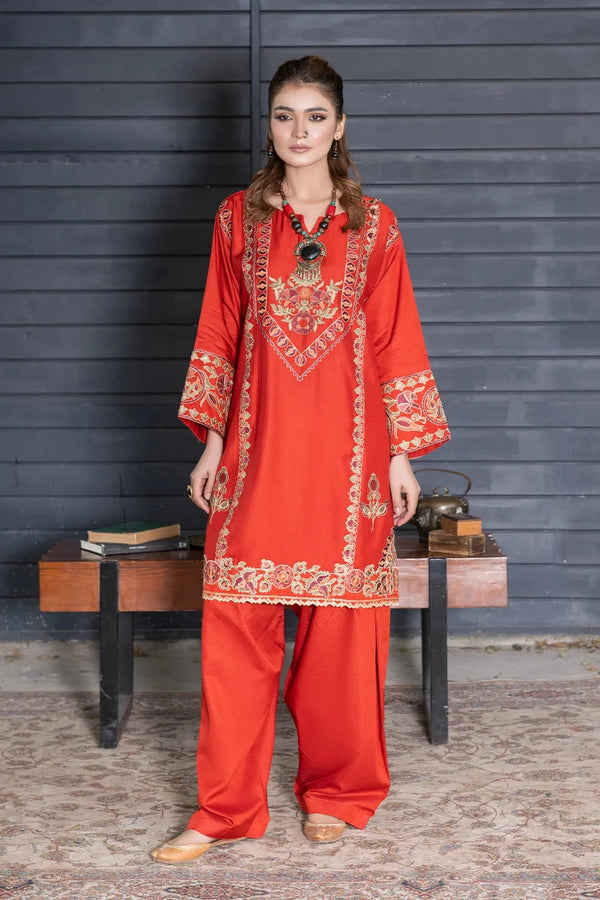 2PC Stitched Embroidered Bana Dora Linen Shirt and Trouser KLE-RTW-3627 Printed KHAS STORES 