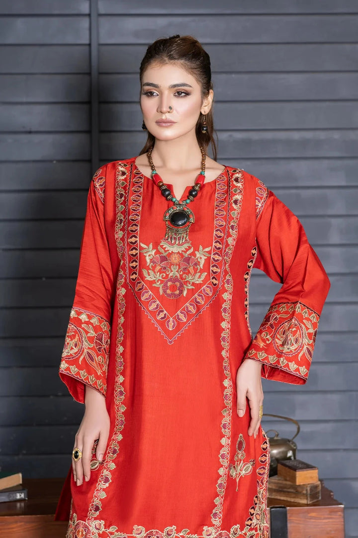 2PC Stitched Embroidered Bana Dora Linen Shirt and Trouser KLE-RTW-3627 Printed KHAS STORES 