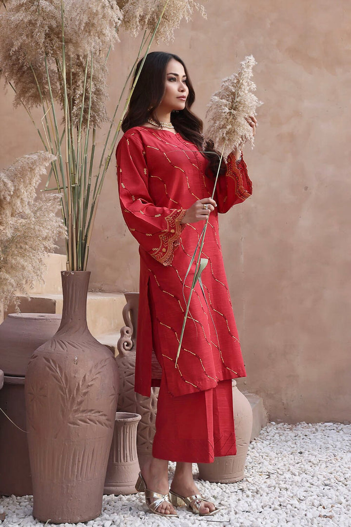 2PC Stitched Embroidered Khaddar Shirt & Trouser RKTE-2397 KHAS STORES 