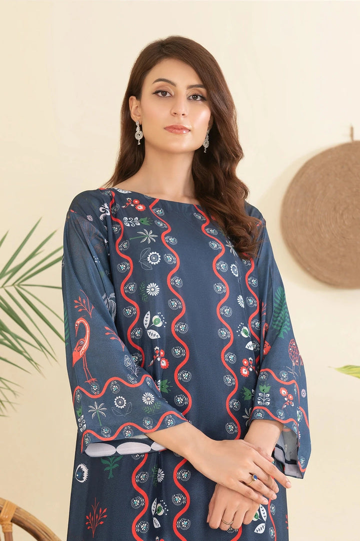 2PC Stitched Printed Crepe Silk Shirt and Trouser RTW-KSTL-104 Printed KHAS STORES 