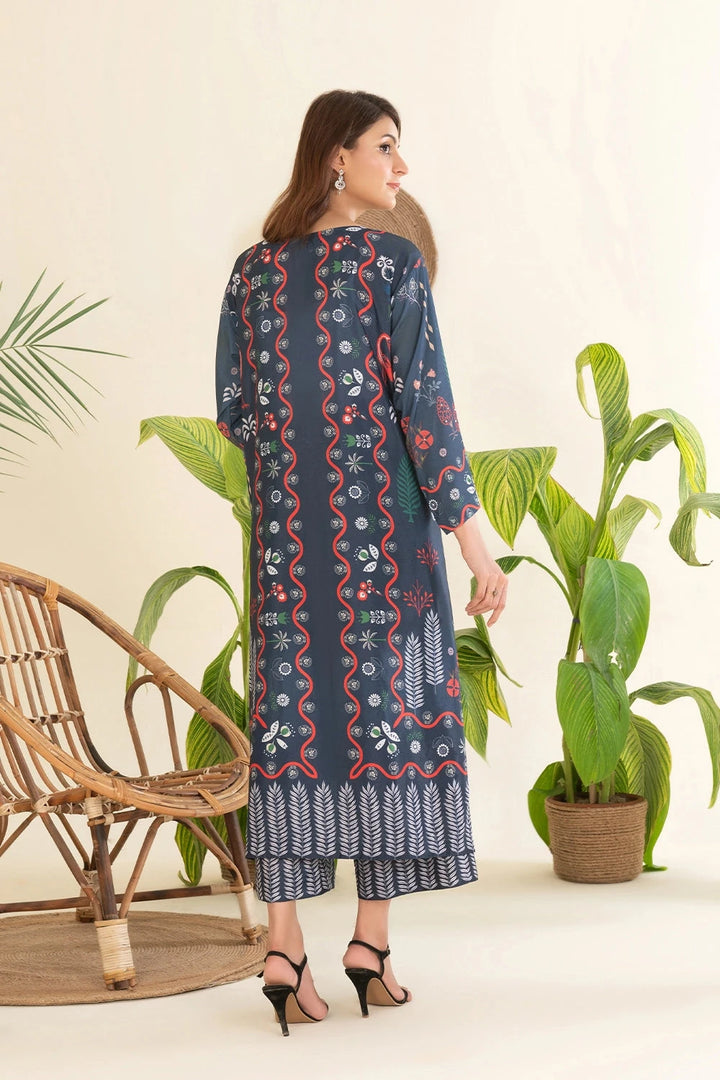 2PC Stitched Printed Crepe Silk Shirt and Trouser RTW-KSTL-104 Printed KHAS STORES 