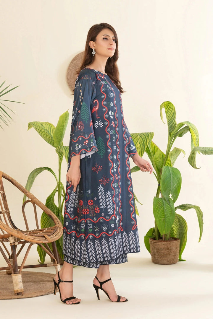 2PC Stitched Printed Crepe Silk Shirt and Trouser RTW-KSTL-104 Printed KHAS STORES 