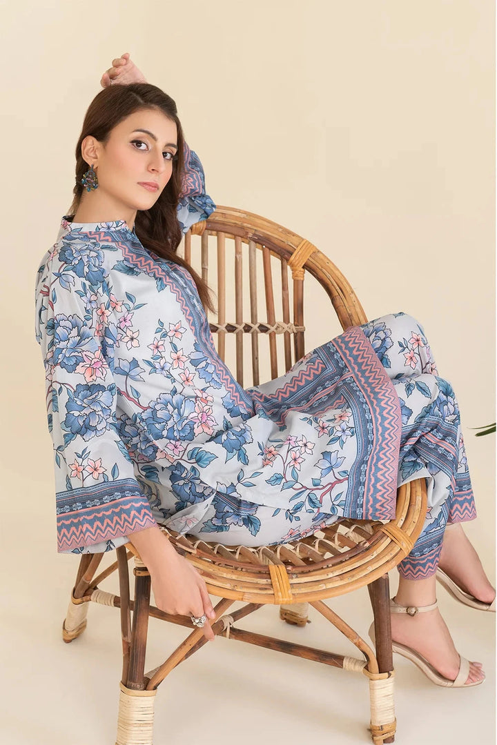 2PC Stitched Printed Crepe Silk Shirt and Trouser RTW-KSTL-106 Printed KHAS STORES 