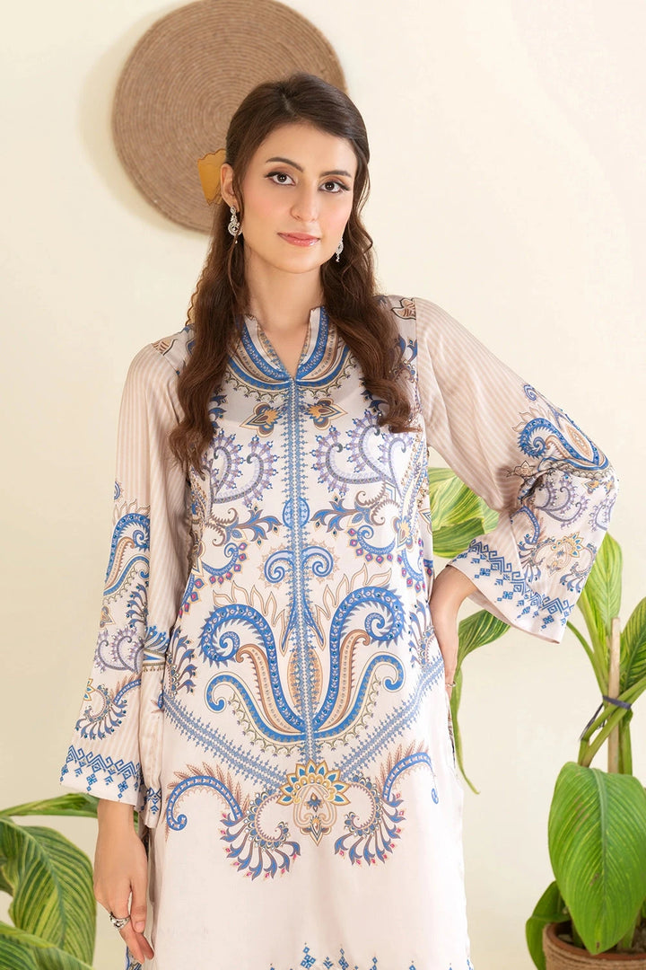 2PC Stitched Printed Silk Shirt and Trouser RTW-KSTL-101 Printed KHAS STORES 