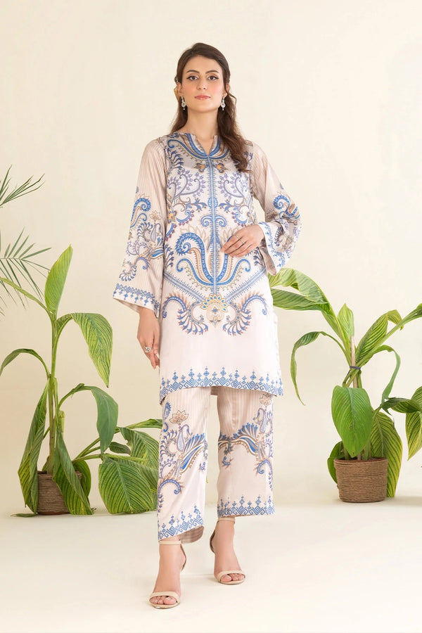 2PC Stitched Printed Silk Shirt and Trouser RTW-KSTL-101 Printed KHAS STORES 