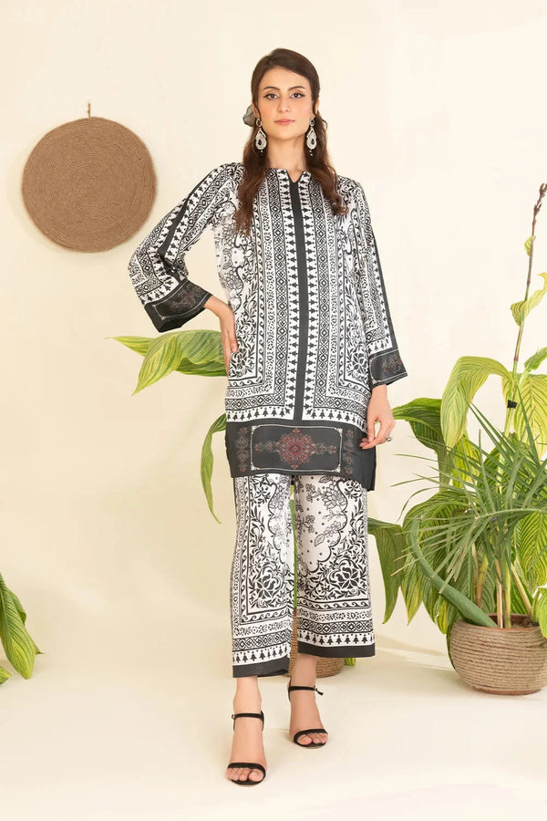 2PC Stitched Printed Silk Shirt and Trouser RTW-KSTL-108 Printed KHAS STORES 