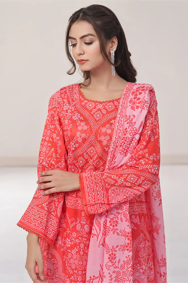 2PC Unstitched Printed Lawn Shirt and Dupatta KSD-2375 Printed KHAS STORES 