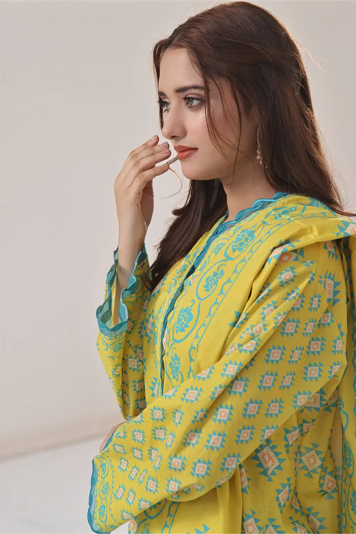2PC Unstitched Printed Lawn Shirt and Dupatta KSD-2474 Printed KHAS STORES 