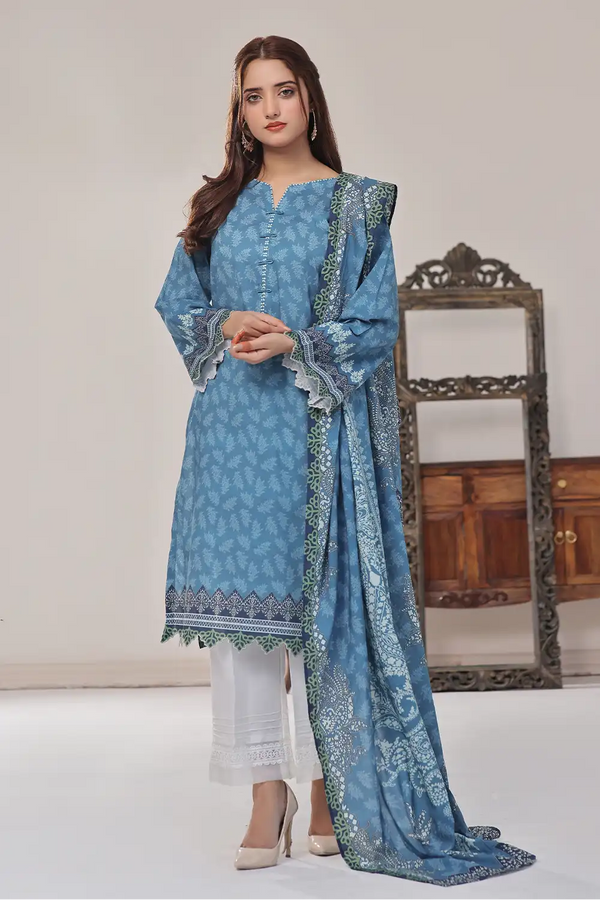 2PC Unstitched Printed Lawn Shirt and Dupatta KSD-2476 Printed KHAS STORES 
