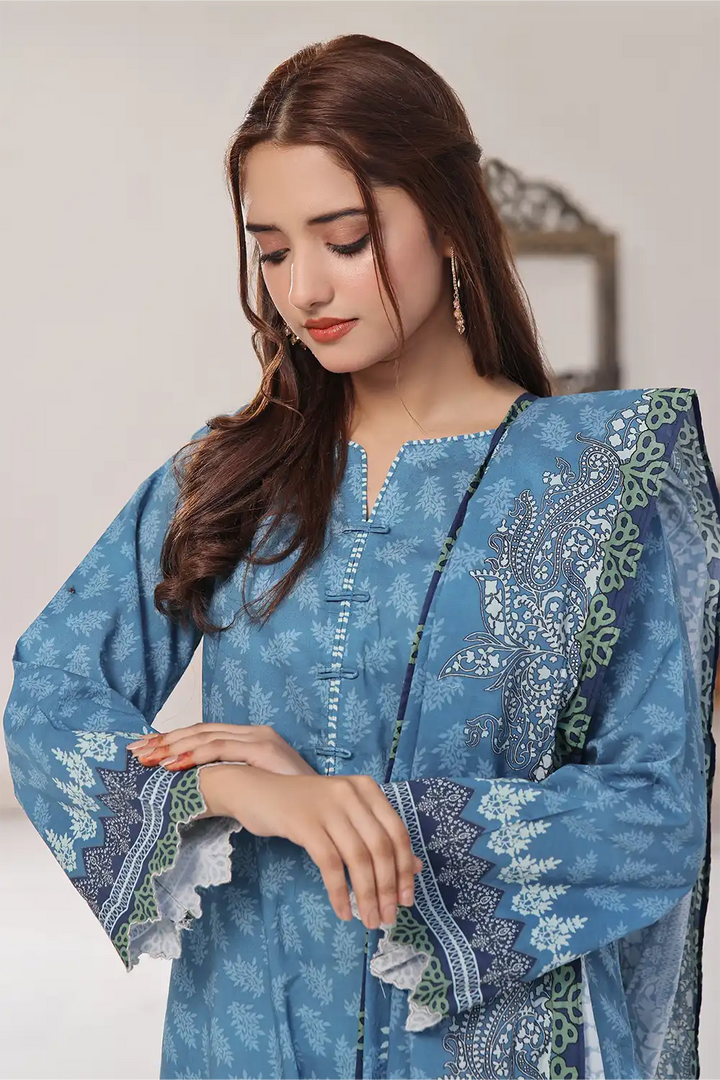 2PC Unstitched Printed Lawn Shirt and Dupatta KSD-2476 Printed KHAS STORES 