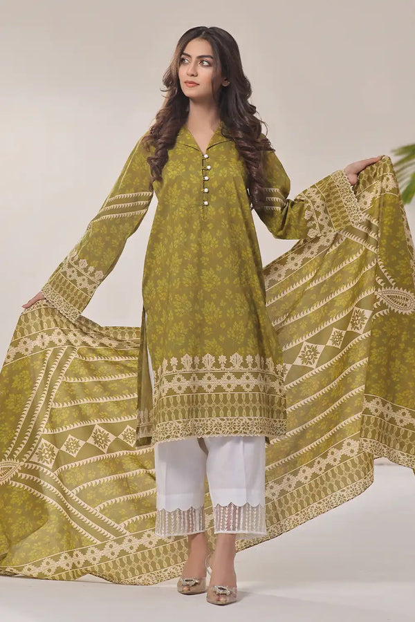 2PC Unstitched Printed Lawn Shirt and Dupatta KSD-2477 Printed KHAS STORES 