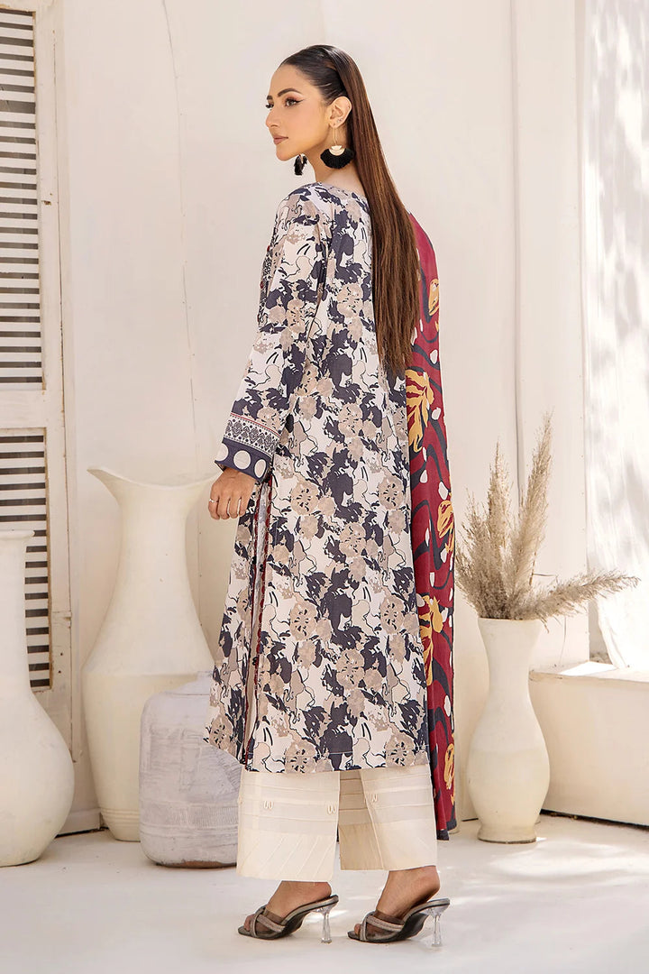 2PC Unstitched Printed Lawn Shirt and Dupatta KSD-2480 Printed KHAS STORES 