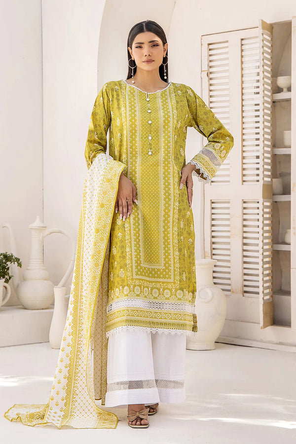 2PC Unstitched Printed Lawn Shirt and Dupatta KSD-2481 Printed KHAS STORES 